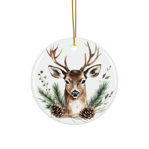 Rustic Reindeer Boho Christmas Ceramic Ornament