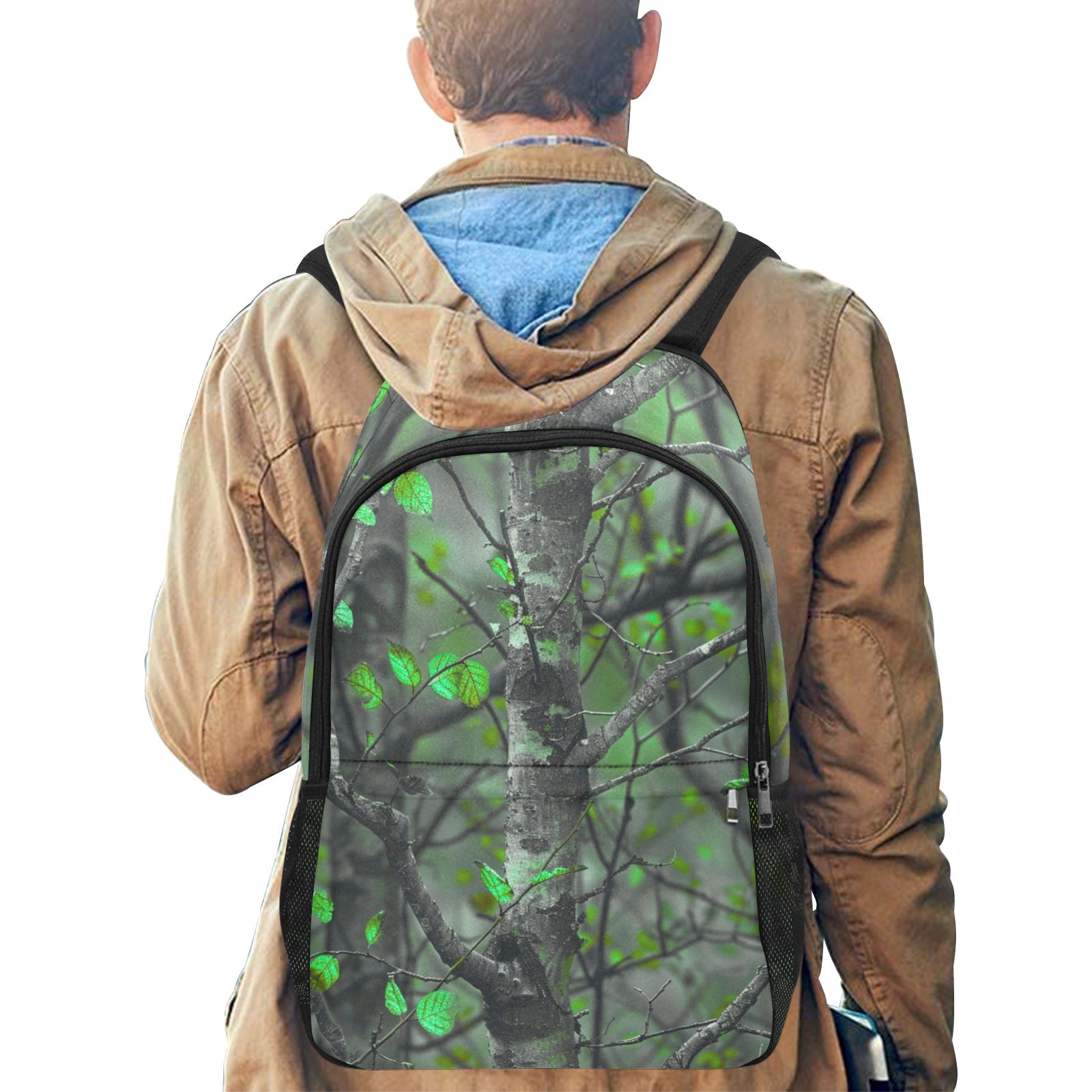 Boys Green Camo Backpack with Trees | Woodland Adventure School Bag - Cranberry Lake Design Co.  #