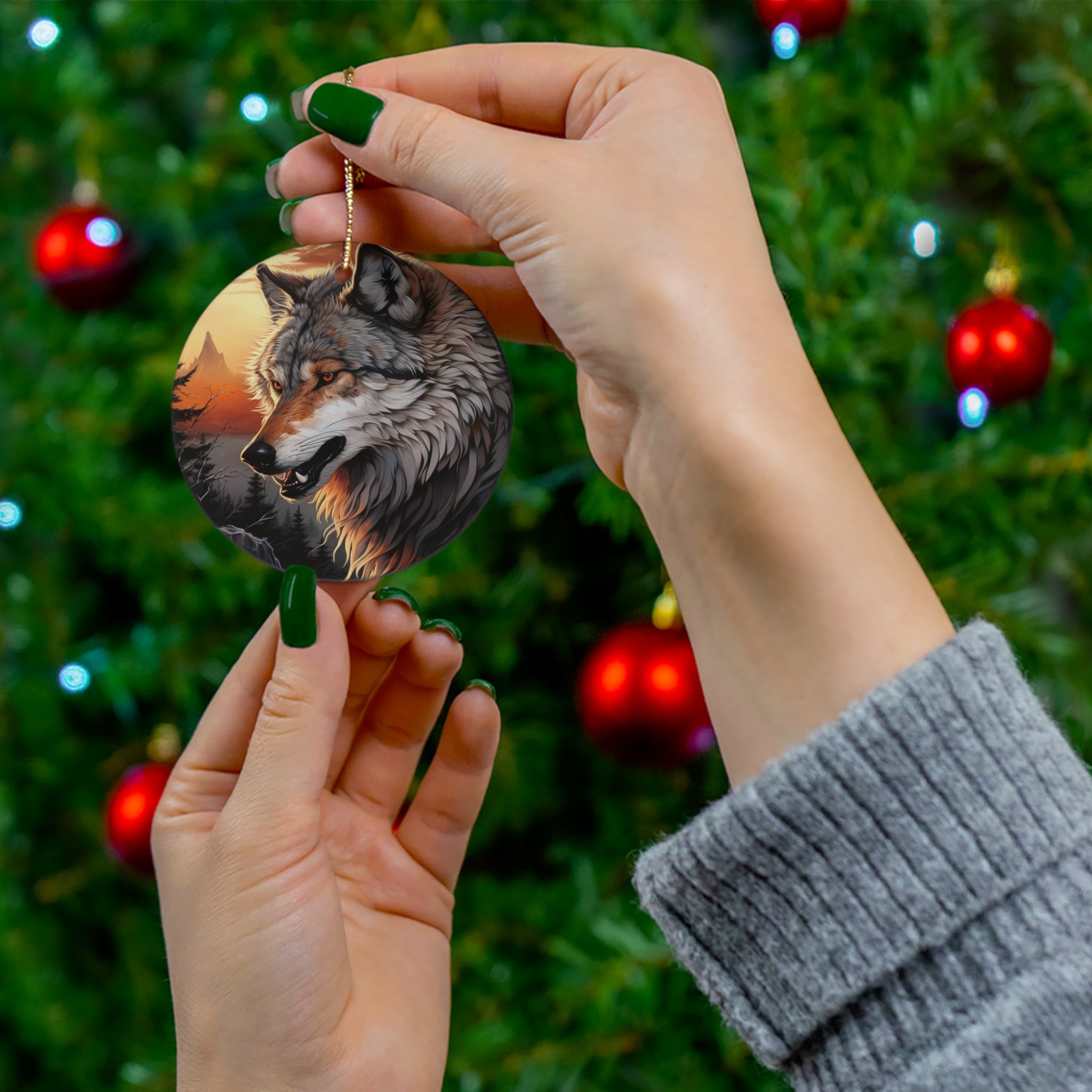 Wolf Ceramic Ornament - Timeless Christmas Treasure