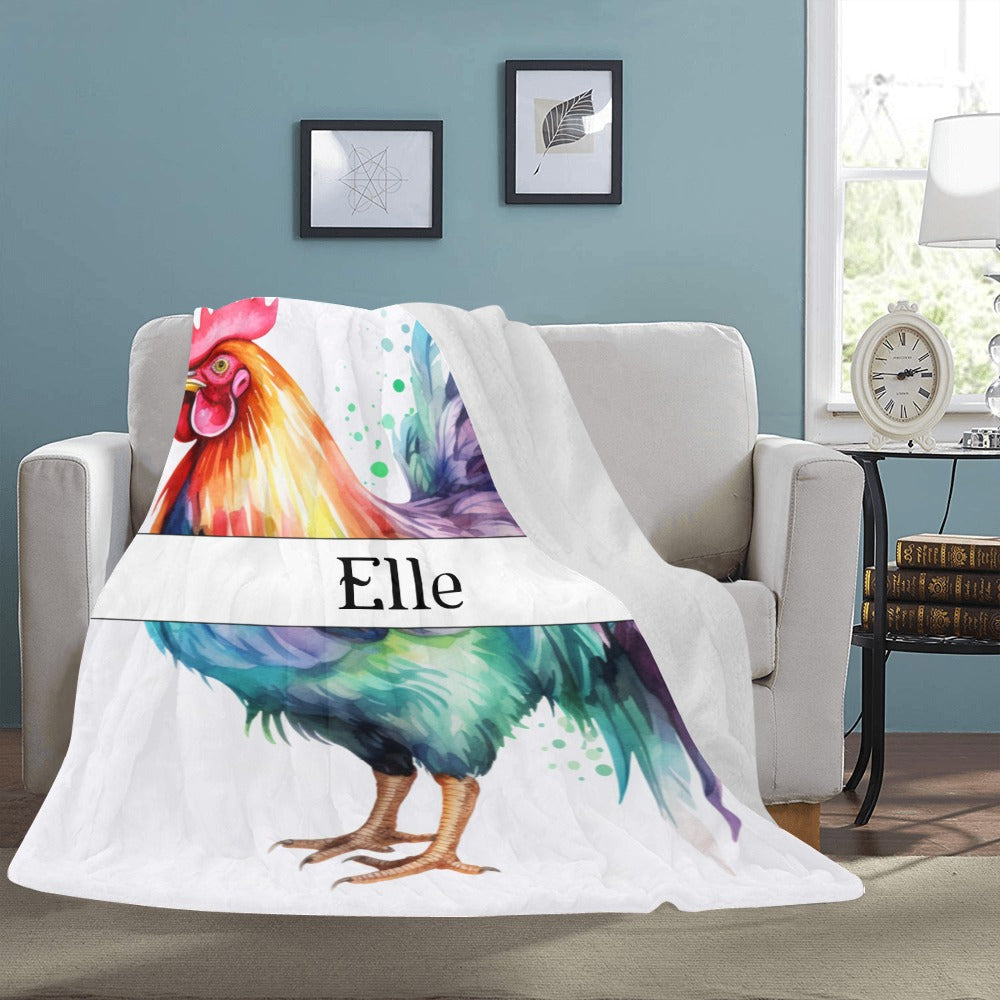 Majestic Rooster Blanket - Personalized Farm Animal Throw - Soft Plush - 60x80