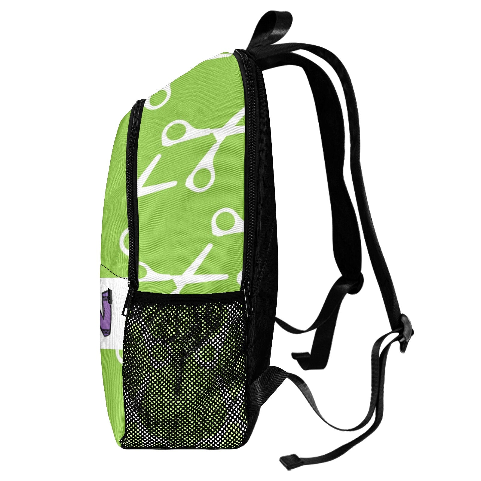 Snip and Learn: Green and White Scissor Crayon Backpack - Cranberry Lake Design Co.  #