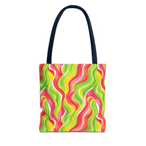 Pink & Green White Pattern Eccentric Tote Bag