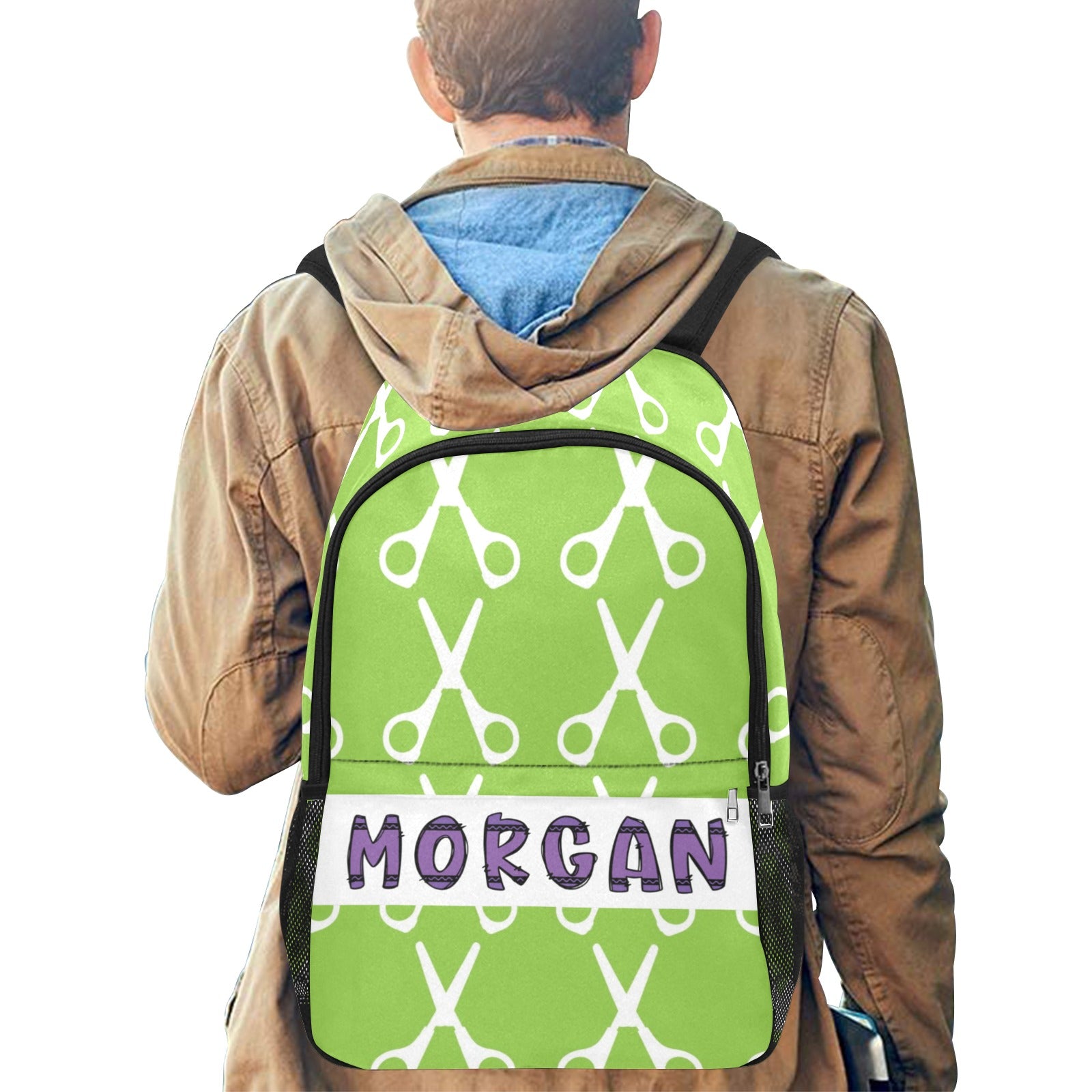 Snip and Learn: Green and White Scissor Crayon Backpack - Cranberry Lake Design Co.  #