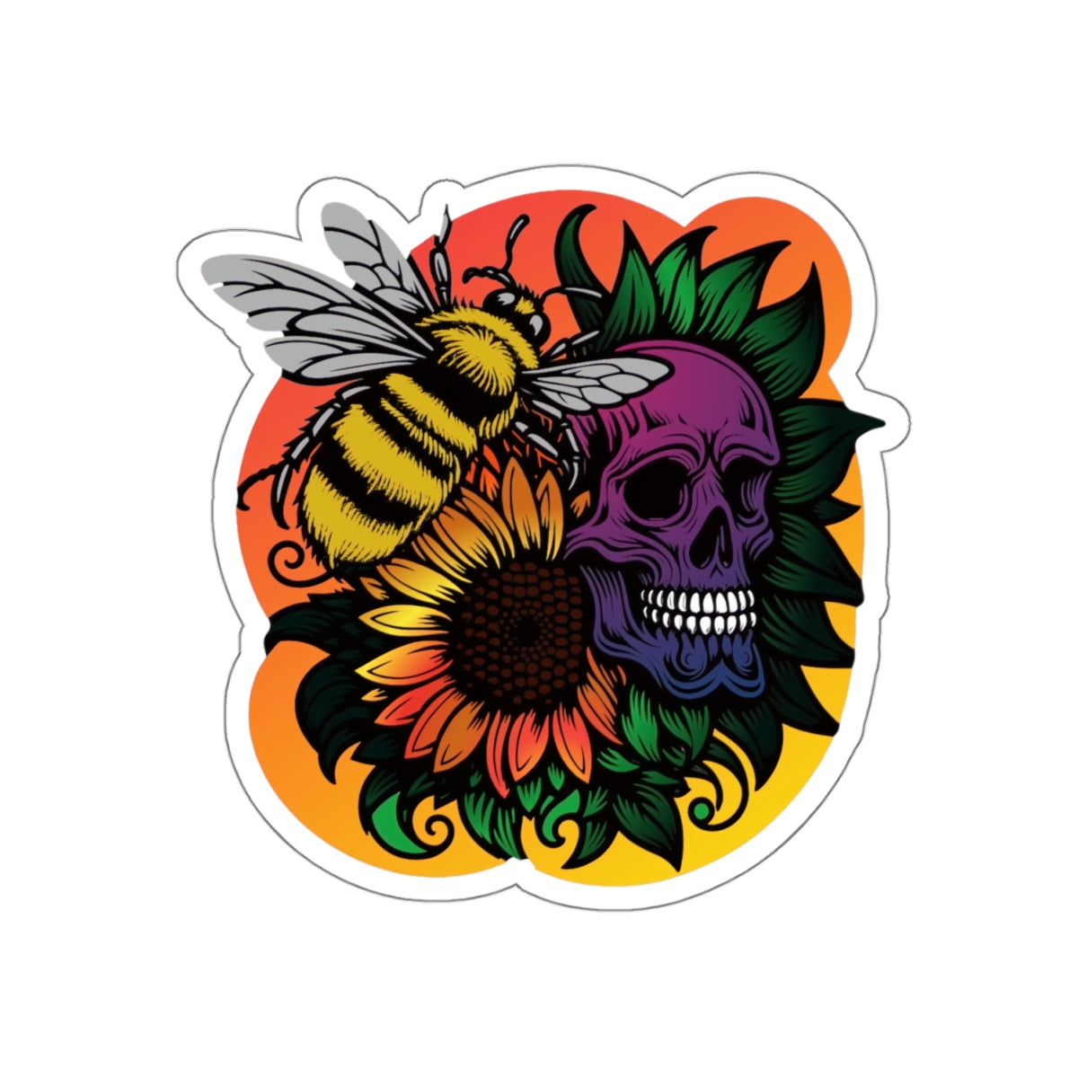 Farmhouse Homestead Bee & Skull Sunset Sunflower Gift for Her Sticker