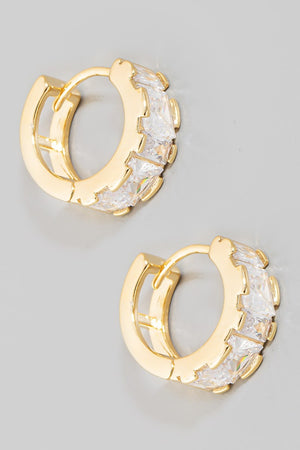 Fame Mini Rhinestone Huggie Hoop Earrings