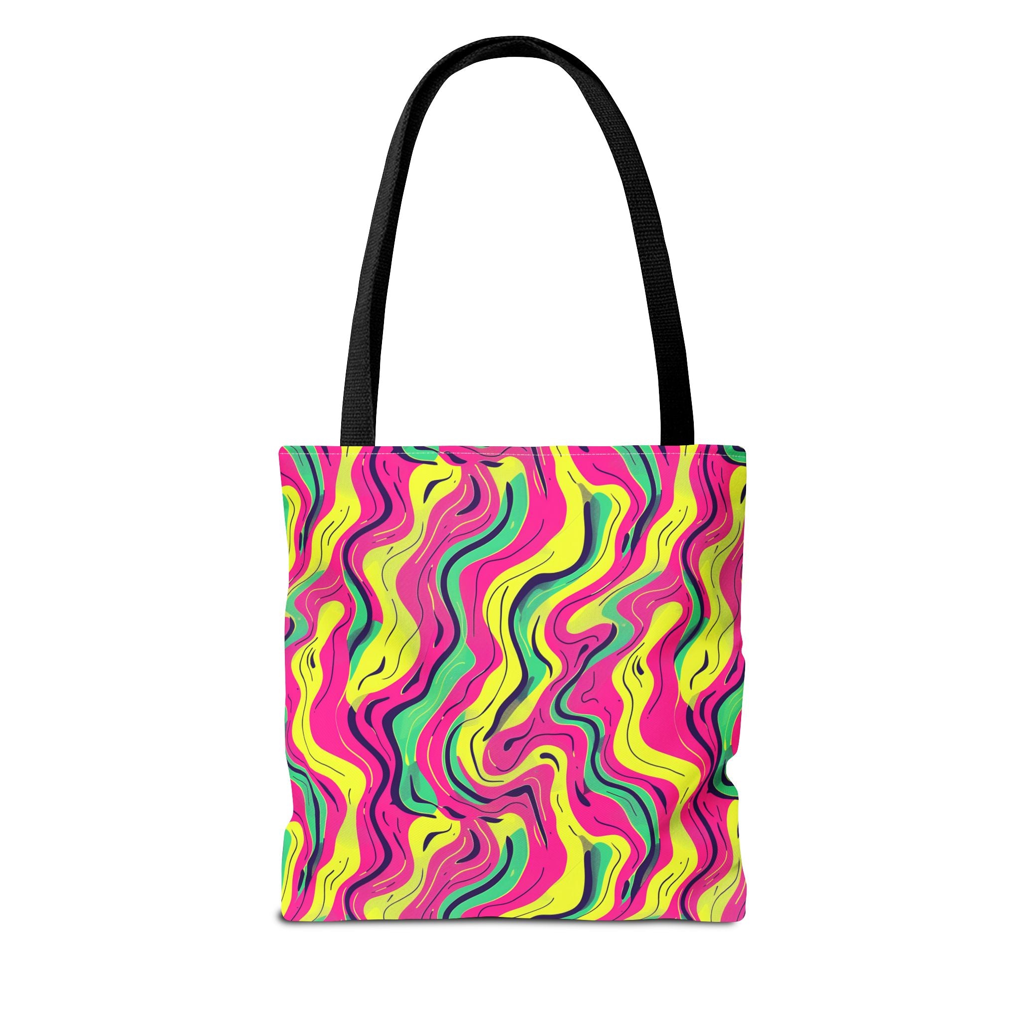 Squiggly Pink Yellow Green Pattern Eccentric Tote Bag