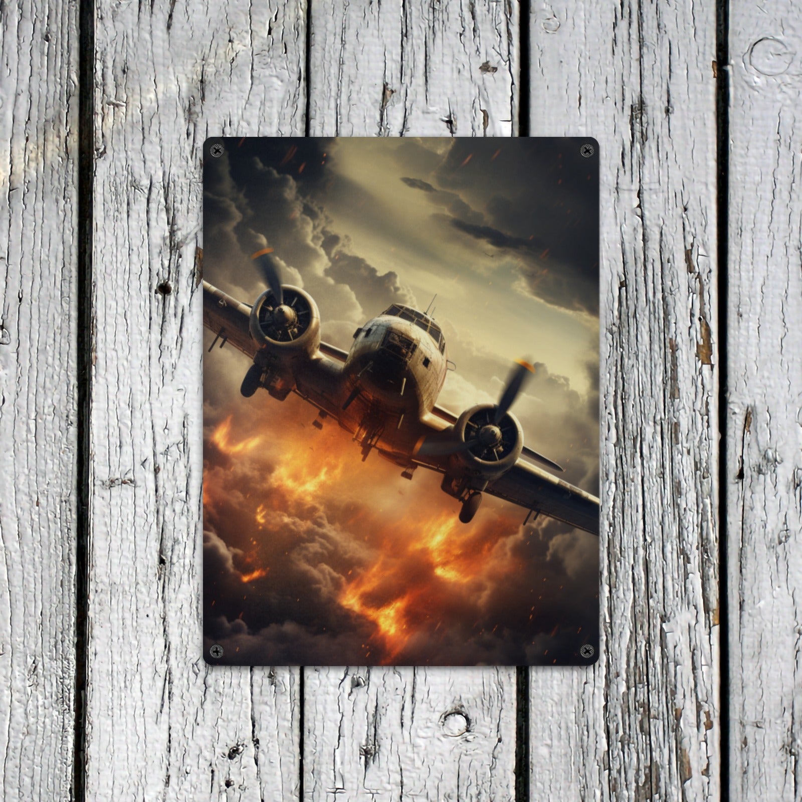 Kids Game Room Home Decor Wall Art Poster Military Airplane Sign Indoor / Outdoor Metal Tin Sign 12"x16"