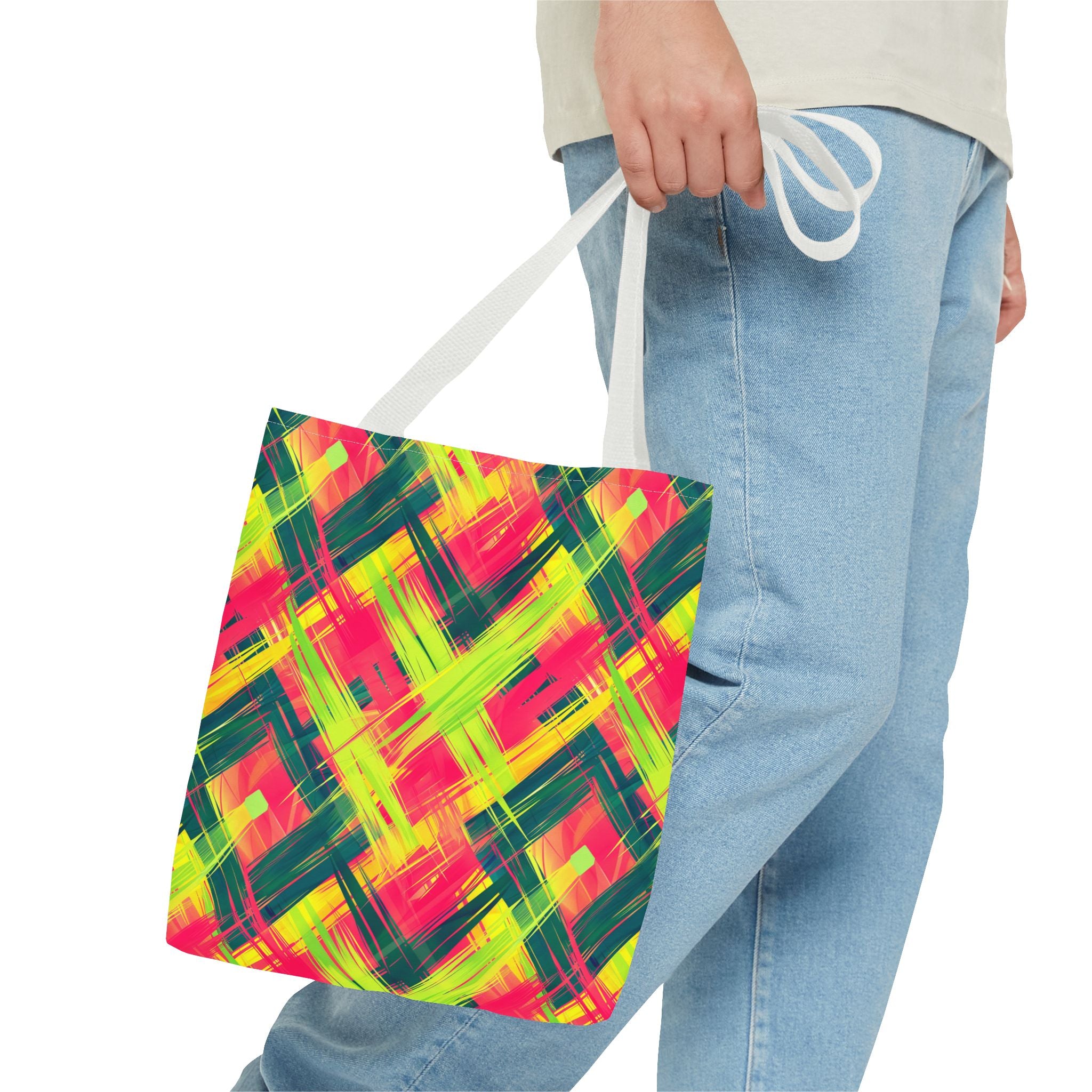 Pink Yellow Green Pattern Eccentric Tote Bag