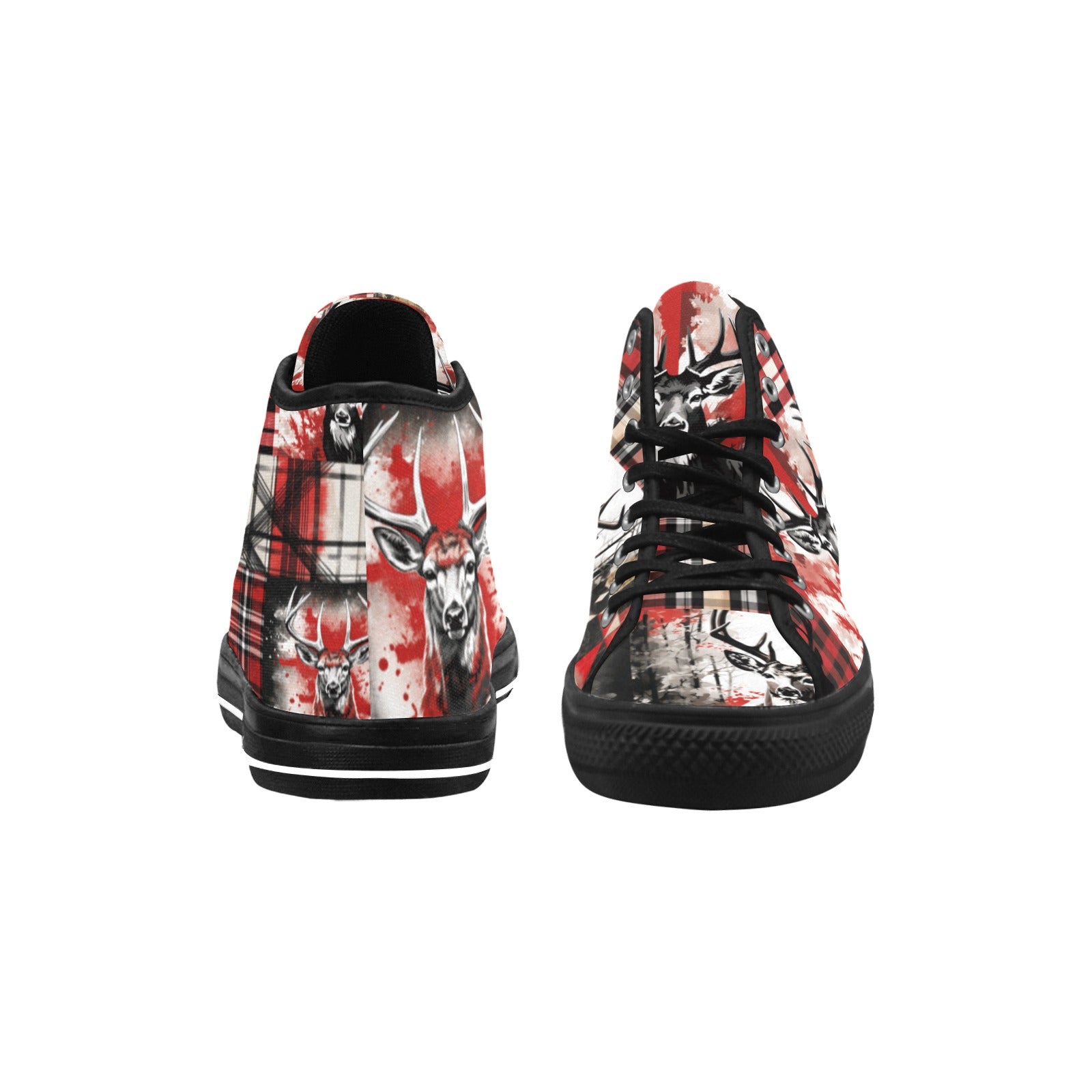 Cranberry Lake Designs Deer Collage Vancouver High Top Canvas Women's Shoes - Cranberry Lake Design Co.  #