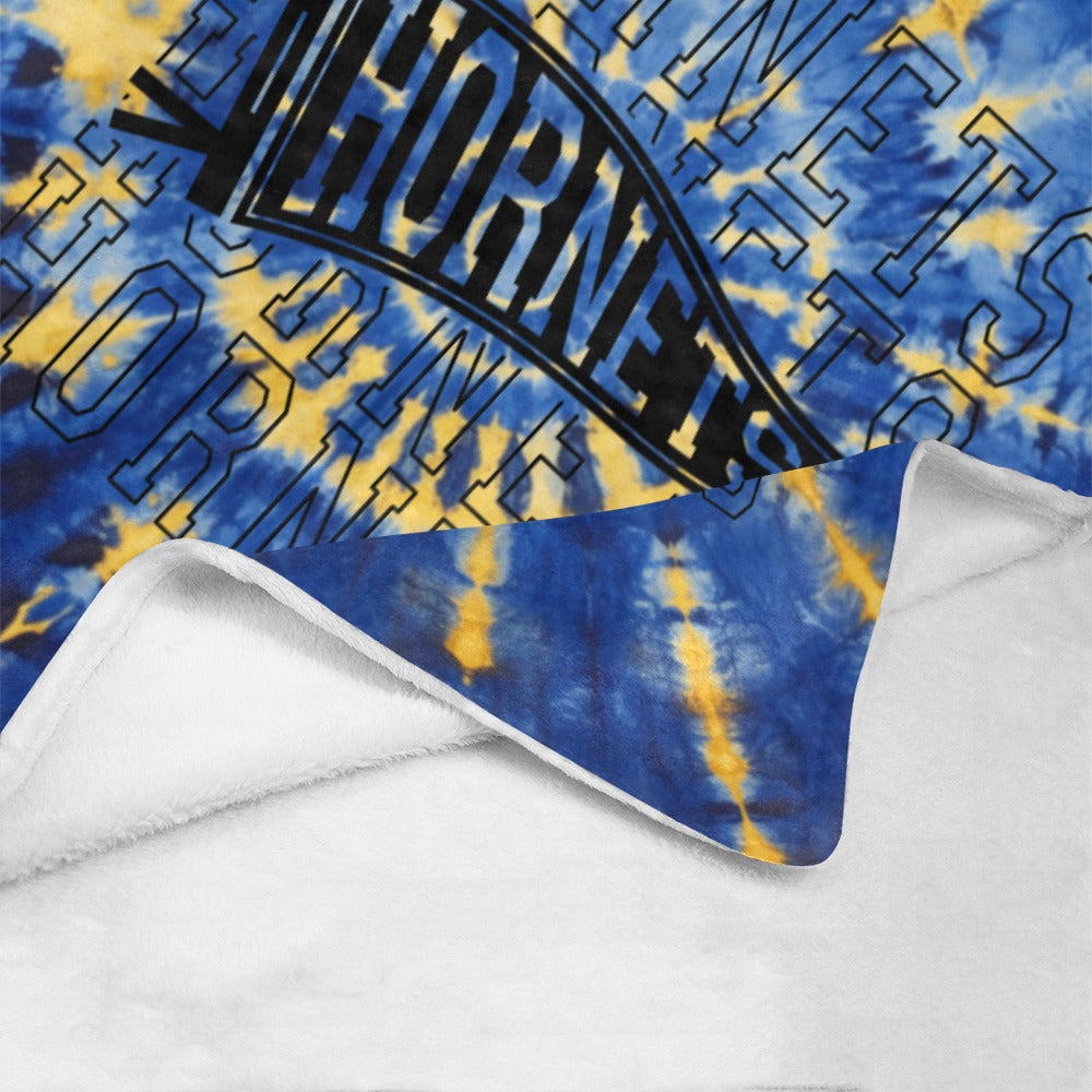 Cranberry Lake Designs Hornets Logo Blanket - Blue and Gold Tie Dye