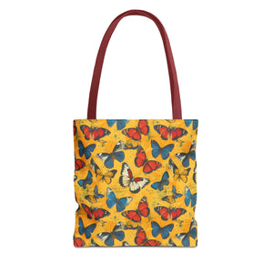 Yellow Whimsical Butterfly Tote Bag