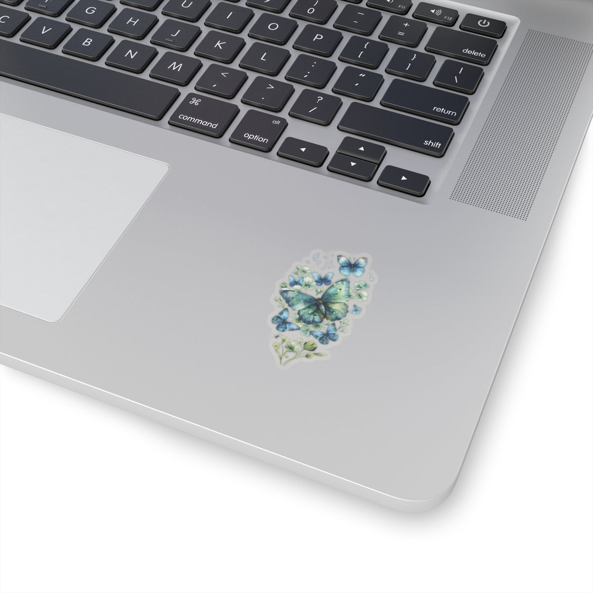 Blue Green Floral Butterfly Vinyl Sticker