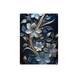 Opulent Blue and Gold Floral Metal Wall Art - Cranberry Lake Design Co.  #