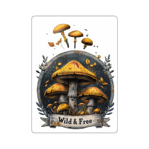 Black Whimsical Fairycore Wild & Free Mushroom Vinyl Sticker