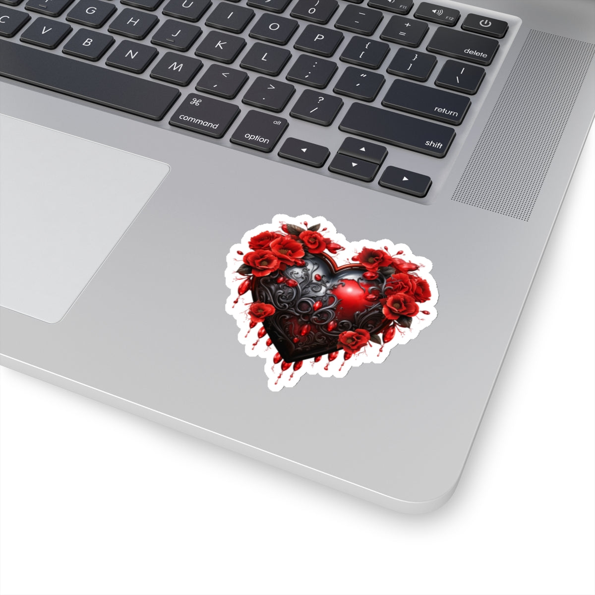 Black & Red Roses Heart Vinyl Sticker