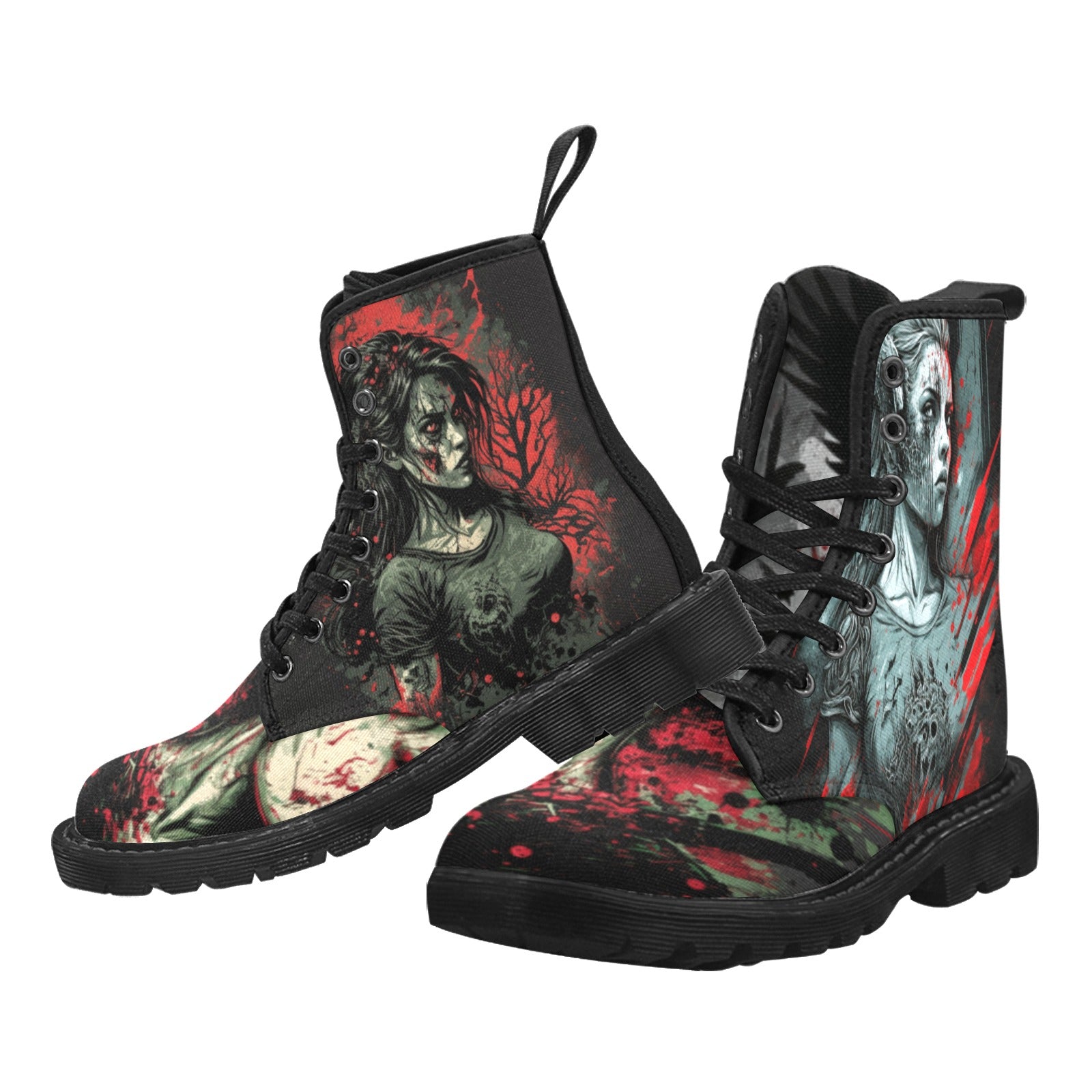 Zombie Graphic Women's Lace Up Canvas Boots - Cranberry Lake Design Co.  #