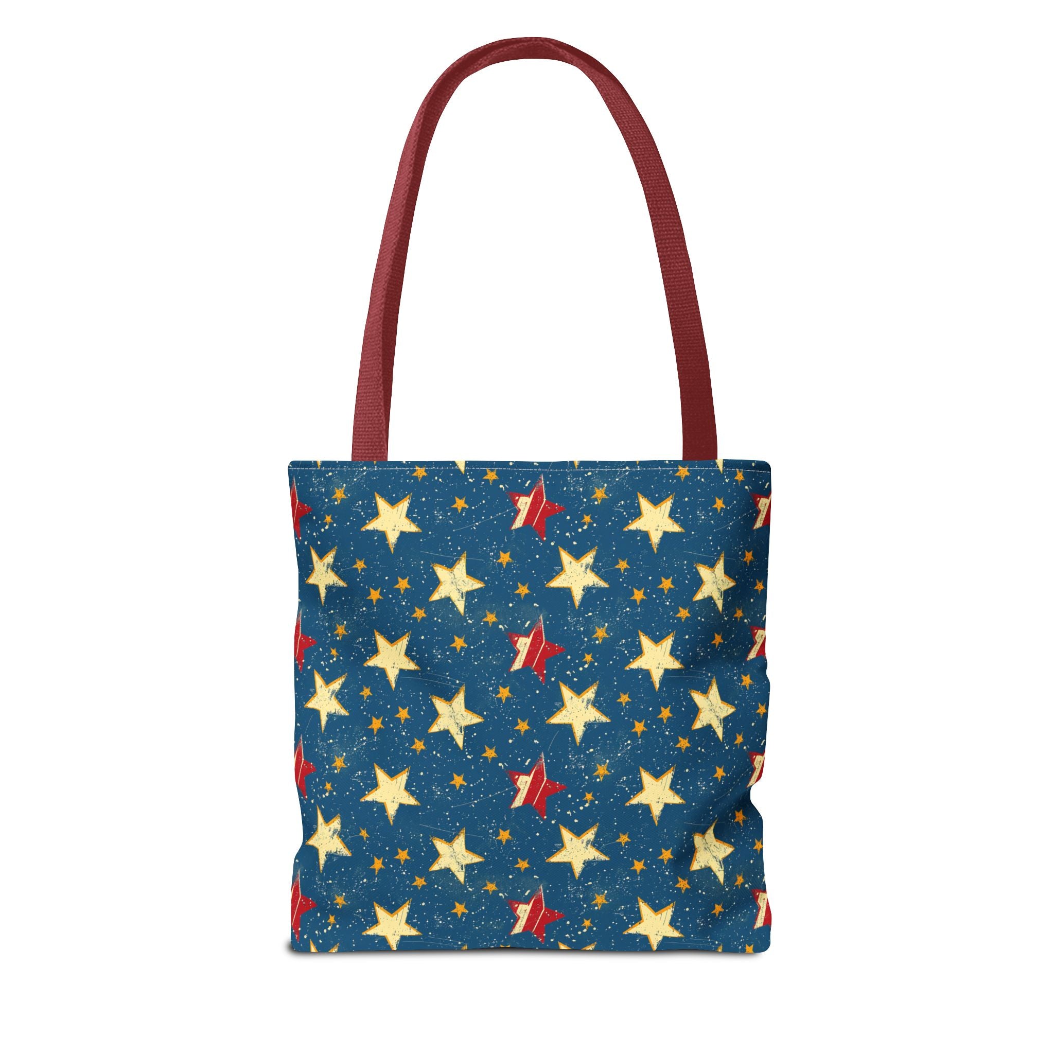 Red, Blue & White Starts American Flag Pattern Patriotic Tote Bag