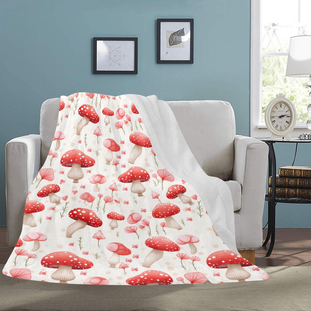 Cranberry Lake Designs Cute Toadstool & Wildflower Throw Blanket