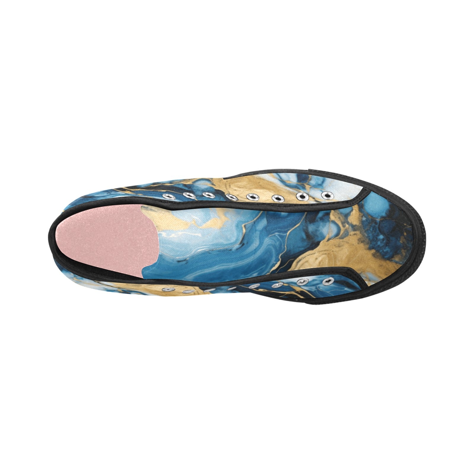 Blue & Gold Marble Vancouver High Top Canvas Shoes for Women | Cranberry Lake Designs