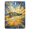 Cranberry Lake Designs Hornets Logo Blanket - Blue and Gold Burst