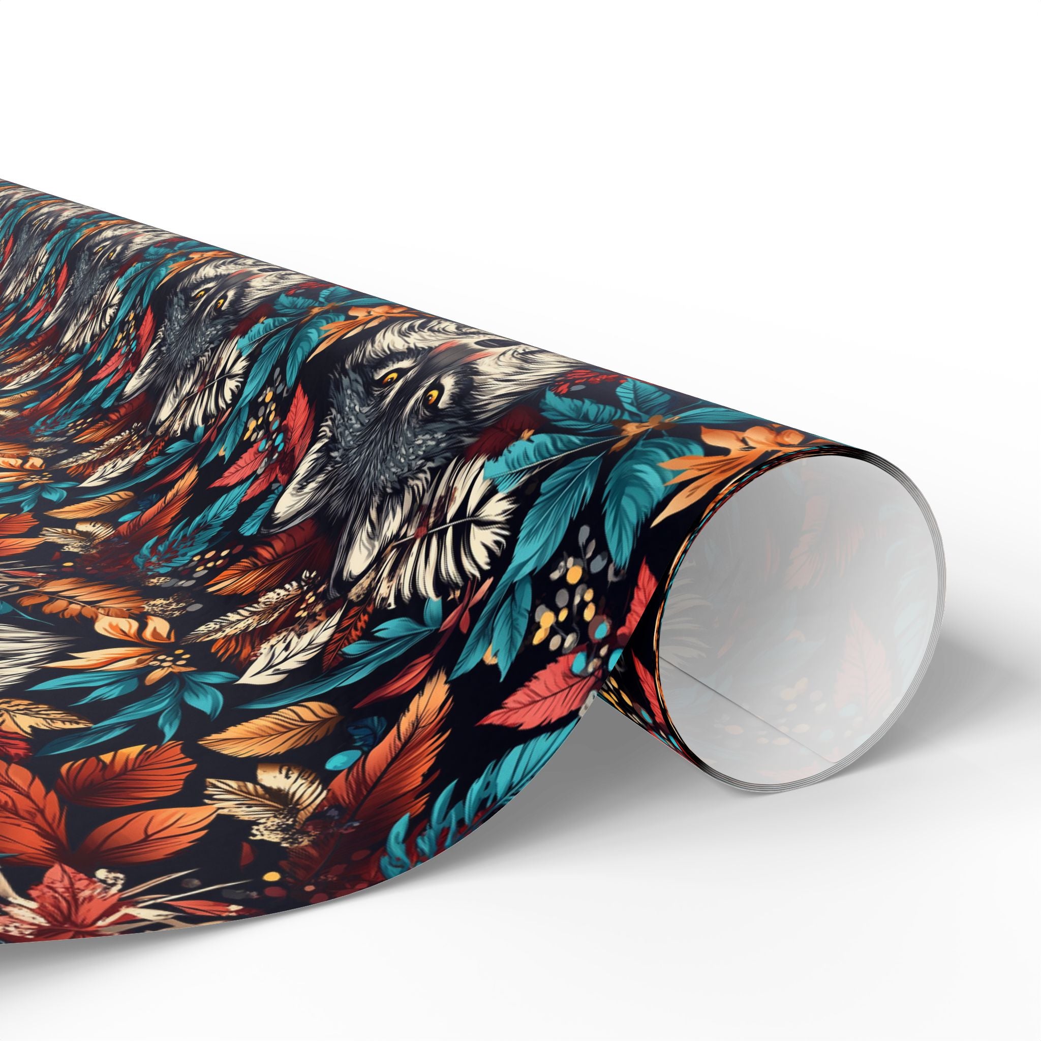 Rustic Boho Wolf Feather Wrapping paper