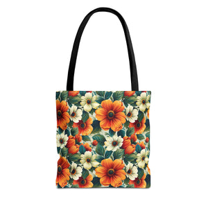 Orange & White Flower Summer Tote Bag