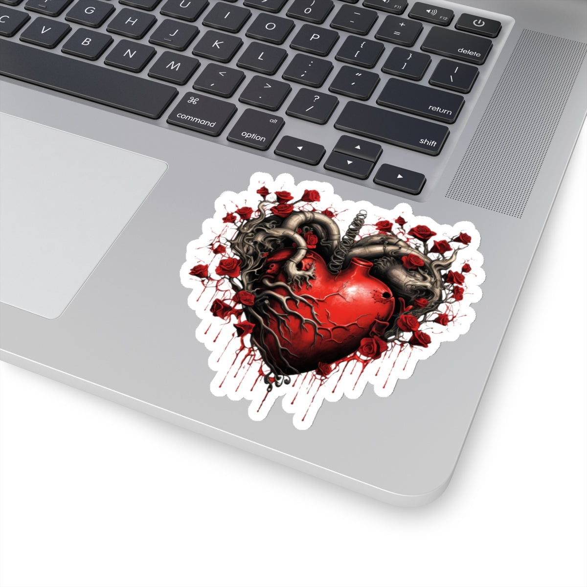 Roots Red Flower Black Heart Vinyl Sticker