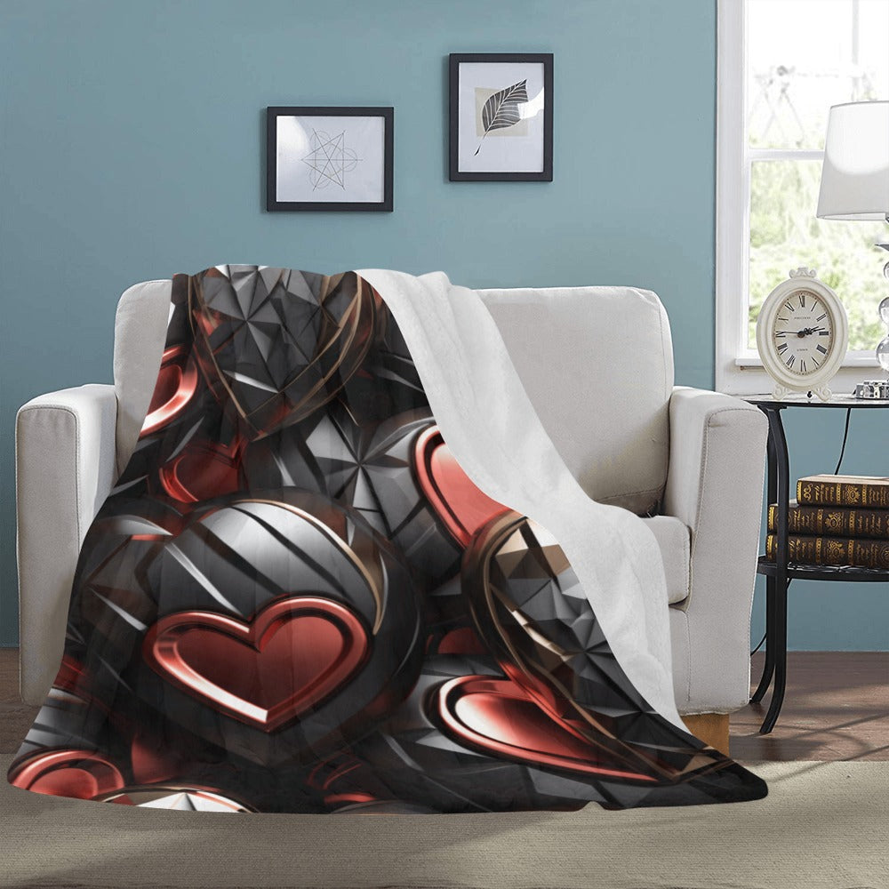 Geometric Heart Modern Fleece Blanket by Cranberry Lake Designs