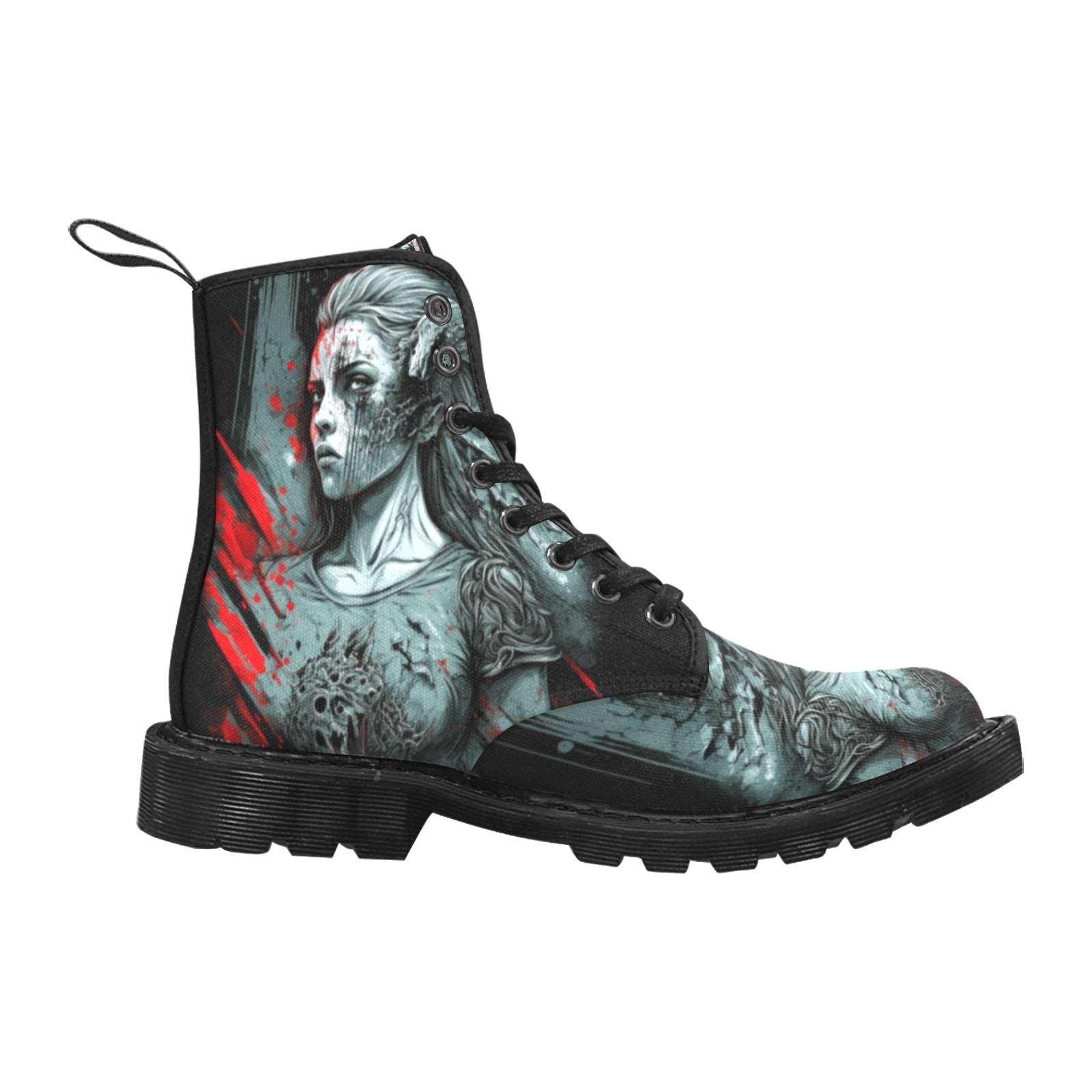 Zombie Woman Graphic Women's Lace Up Canvas Boots - Cranberry Lake Design Co.  #