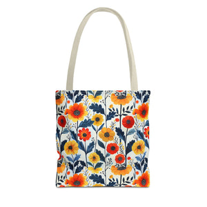 Yellow Orange Floral Tote Bag