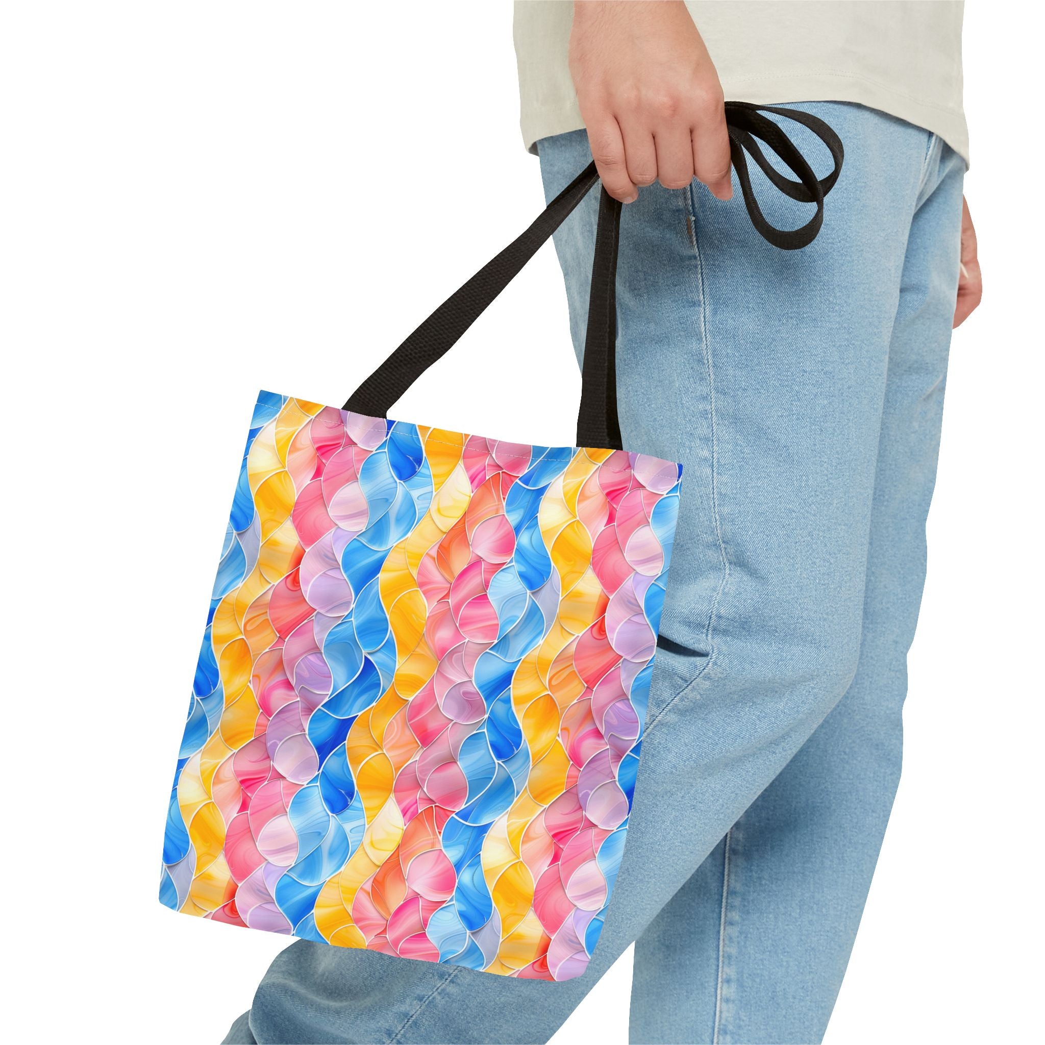 Pink Blue Yellow Pattern Tote Bag