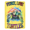 Peace, Love Turtles Yellow Ultra-Soft Micro Fleece Blanket