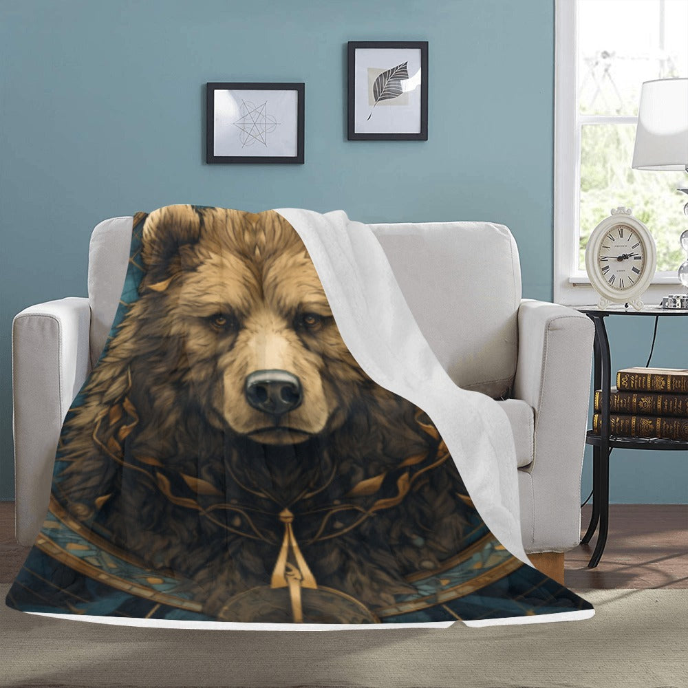 Majestic Bear Fleece Blanket - 60x80, Cozy Wilderness Animal Design