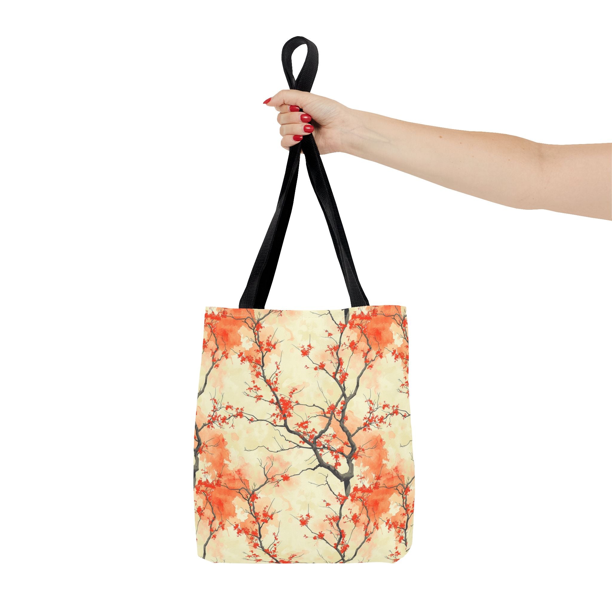 Custom-Printed Tote Bag with Vibrant Autumn Branches Design Available in 3 Sizes