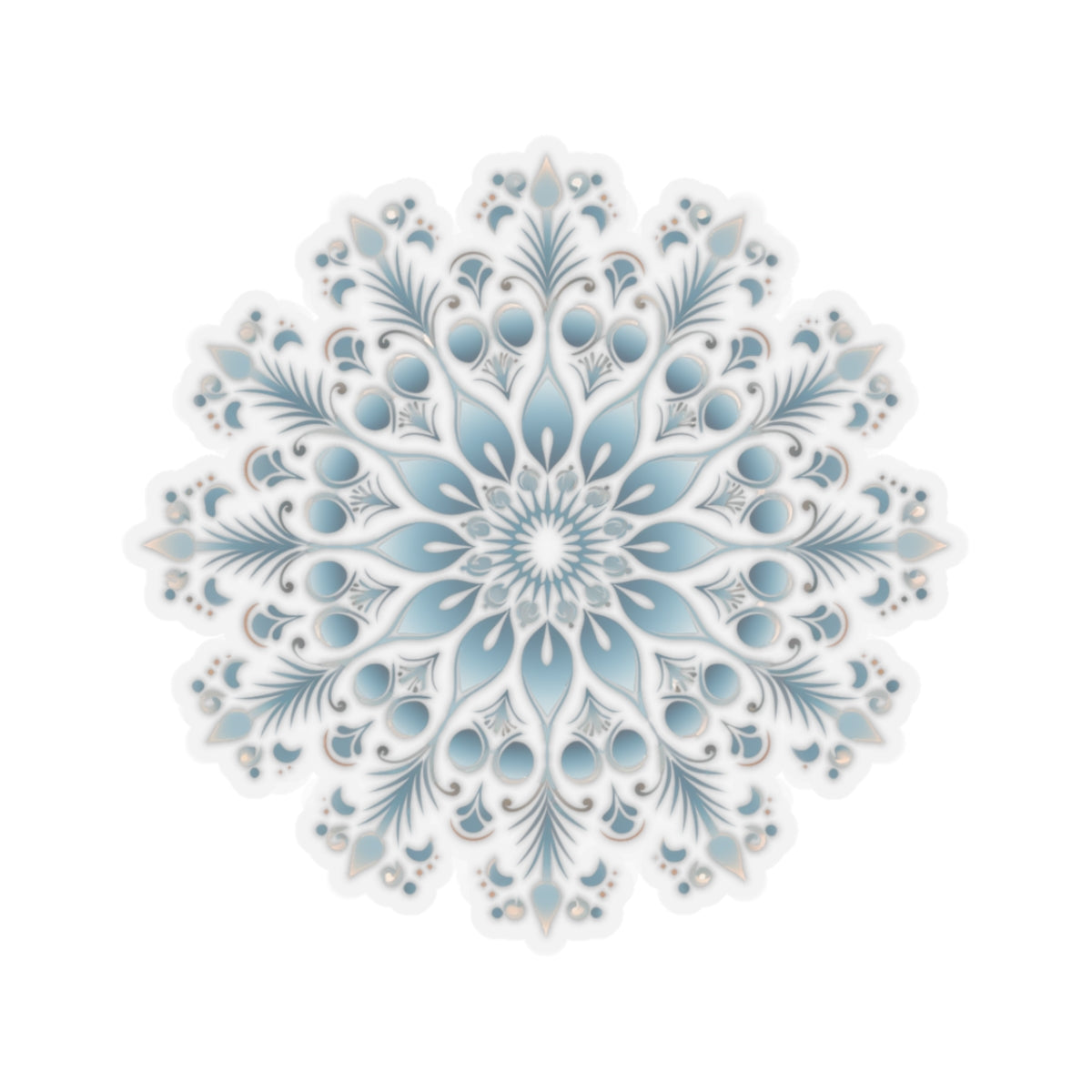 Light Blue Ornate Snowflake Holiday Christmas Vinyl Sticker