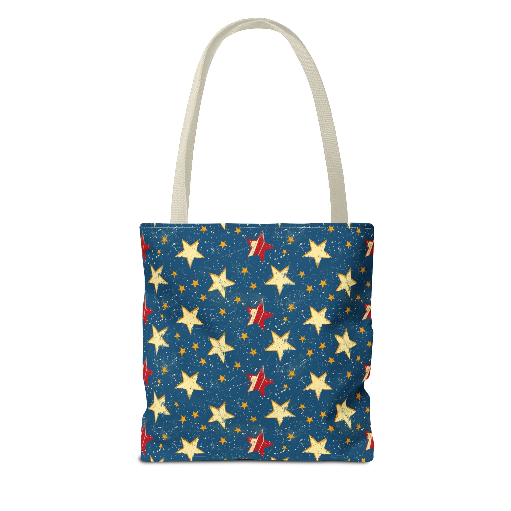 Red, Blue & White Starts American Flag Pattern Patriotic Tote Bag