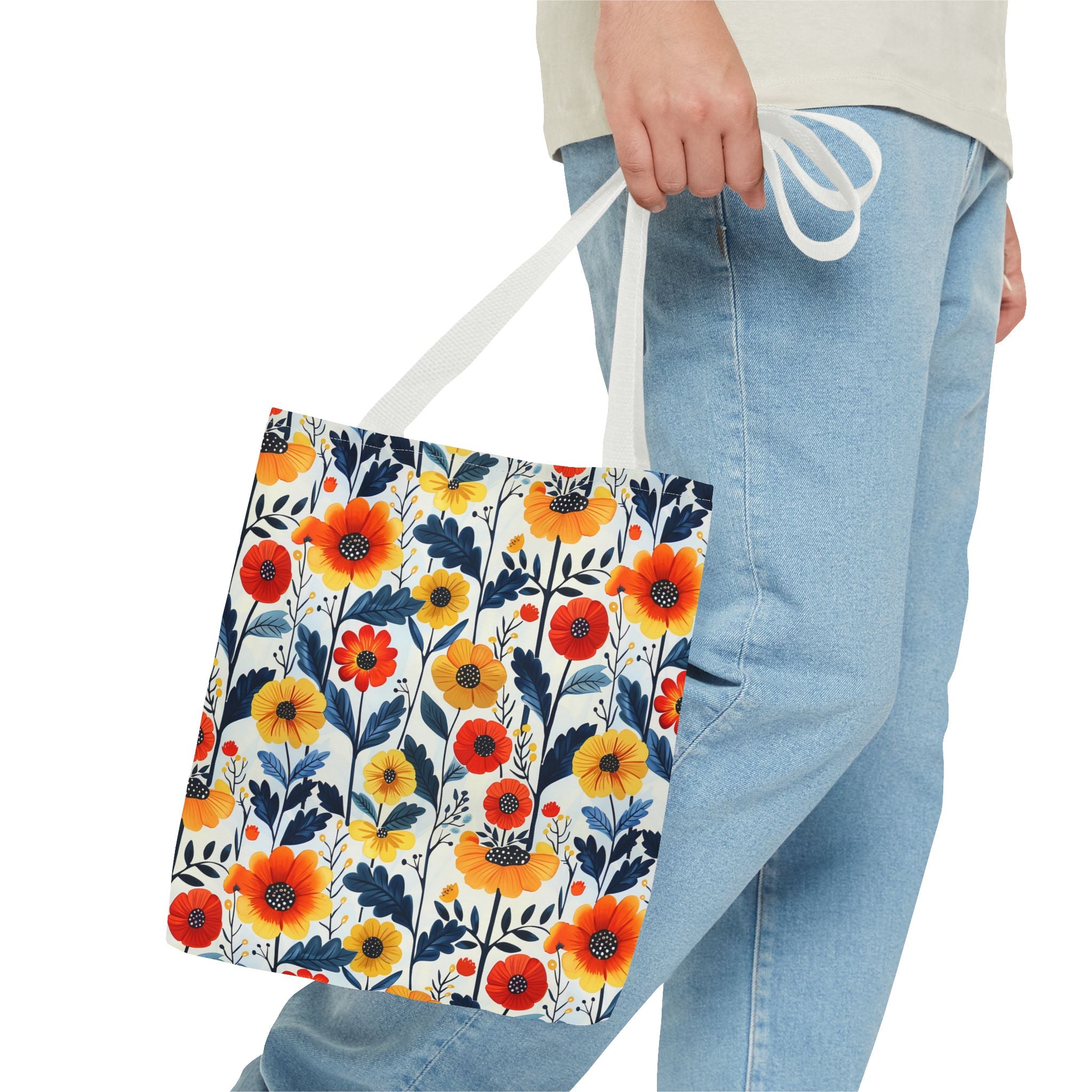 Yellow Orange Floral Tote Bag