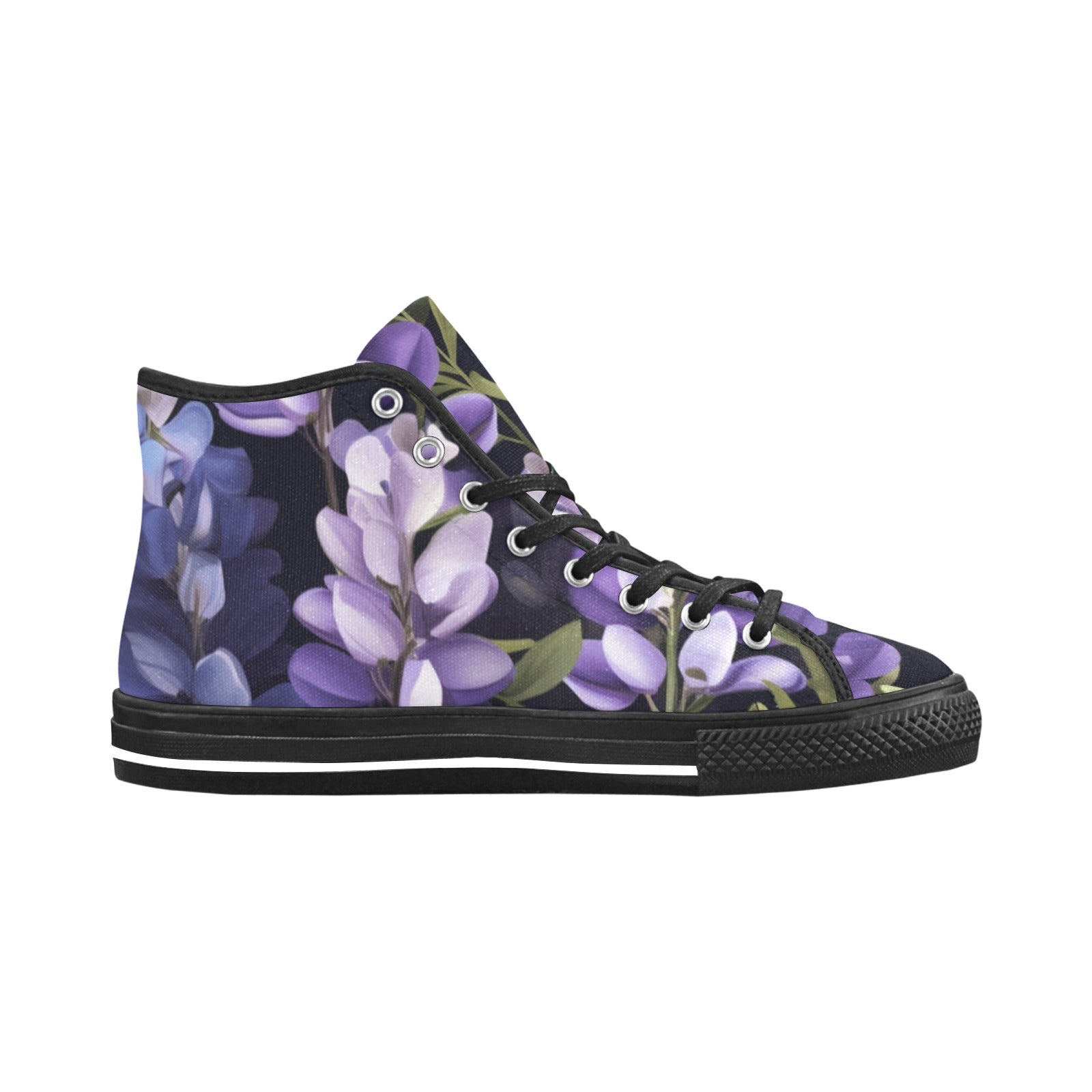 Cranberry Lake Designs Vancouver High Top Canvas Women’s Shoes - Lavender Floral Delight - Cranberry Lake Design Co.  #