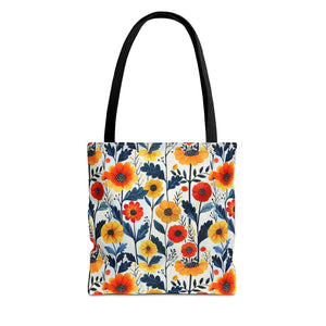 Yellow Orange Floral Tote Bag