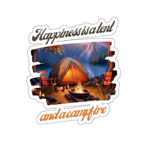 Happiness is a Tent and Campfire Camping Vinyl Sticker