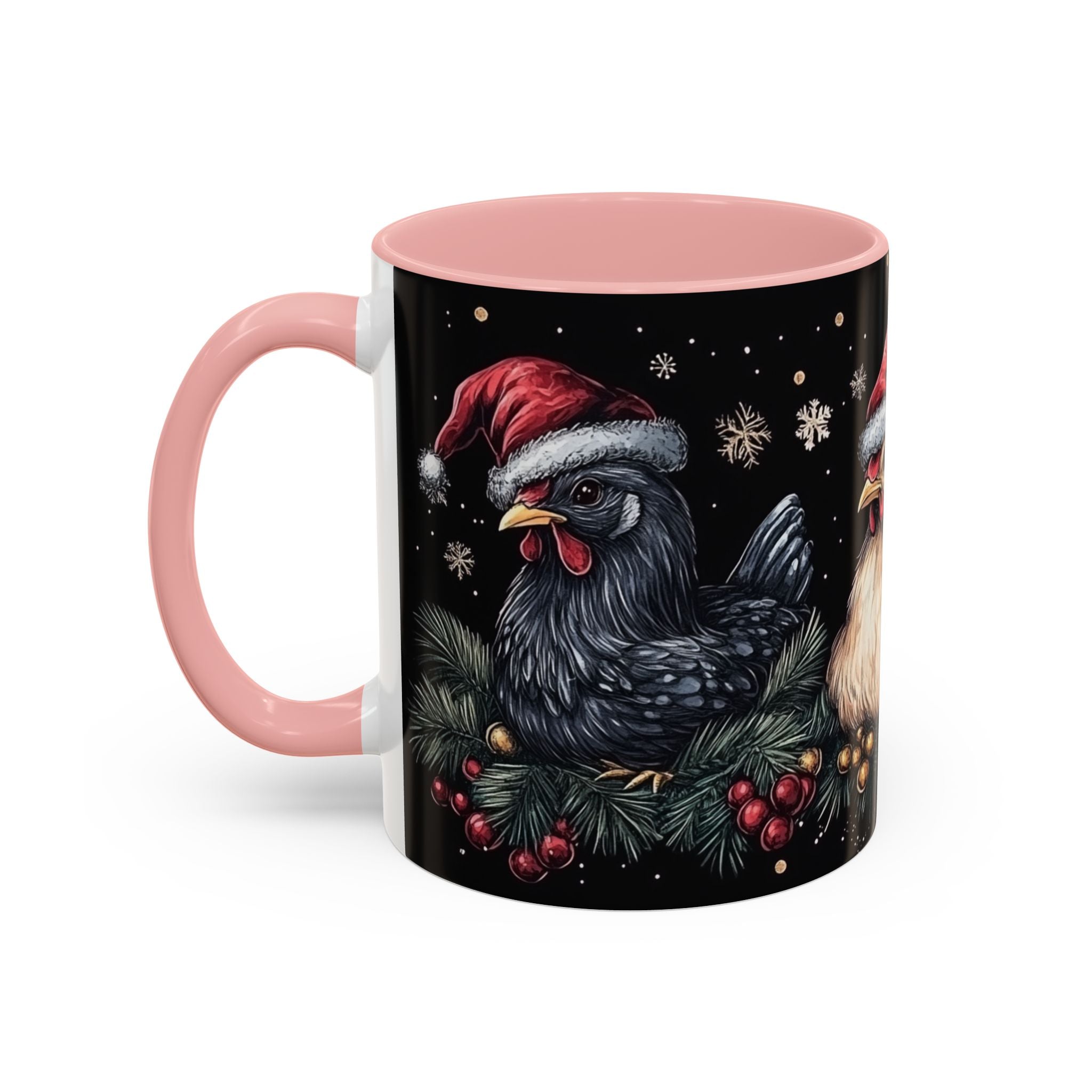 Christmas Chickens Mug | Funny Holiday Coffee Cup | Rooster and Hen Xmas Decor | Unique Gift | 11oz & 15oz