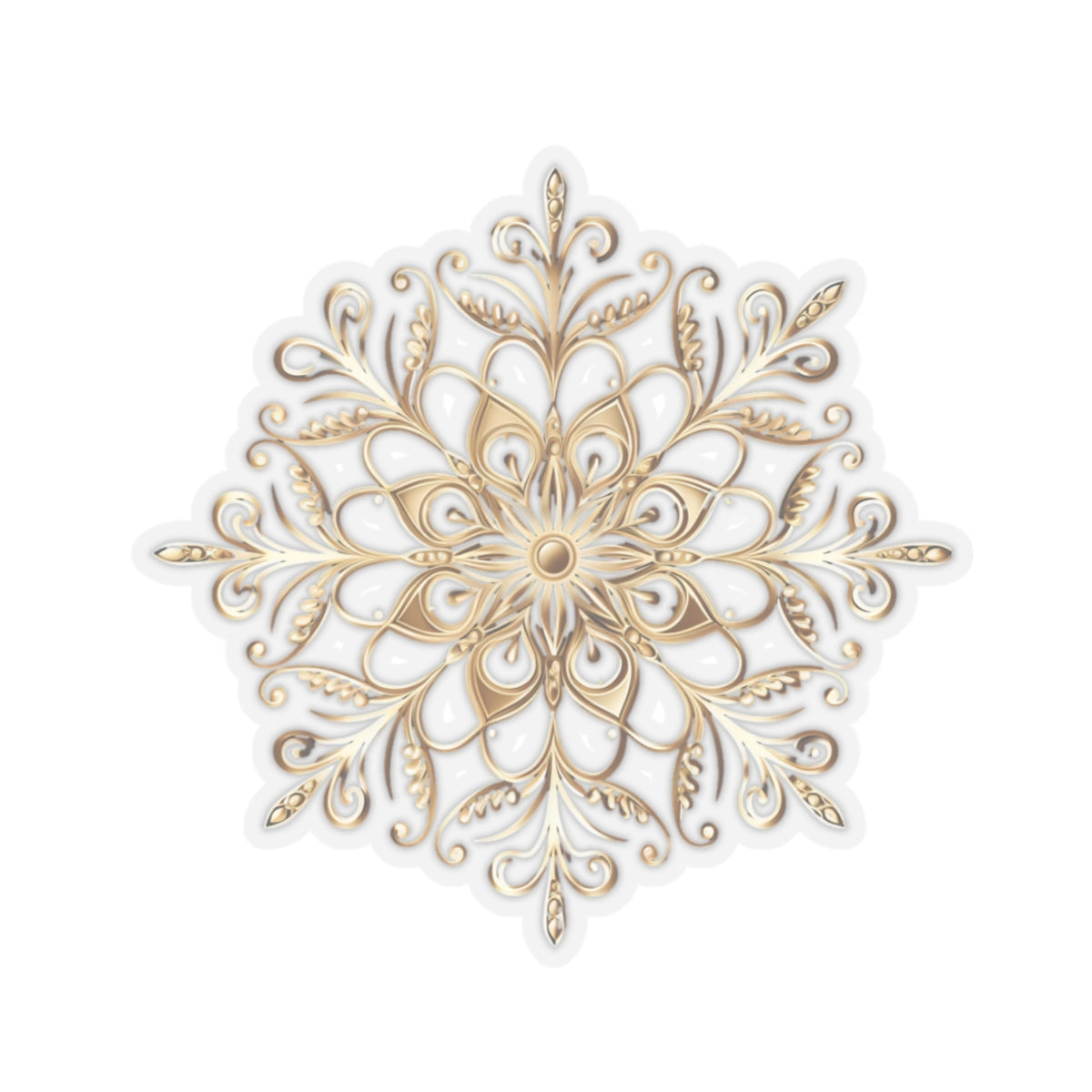 Gold Ornate Snowflake Holiday Christmas Vinyl Sticker