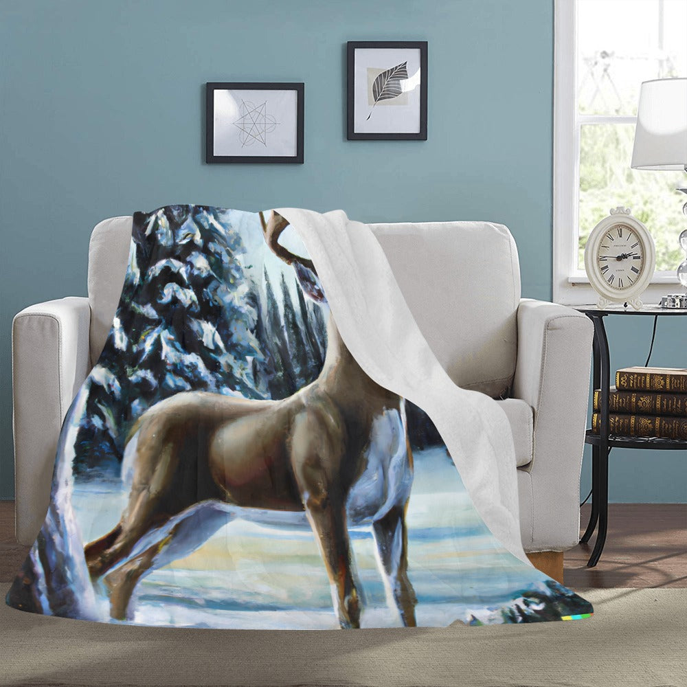 Cranberry Lake Designs Winter Deer Buck Throw Blanket - Cozy Elegance for Your Space