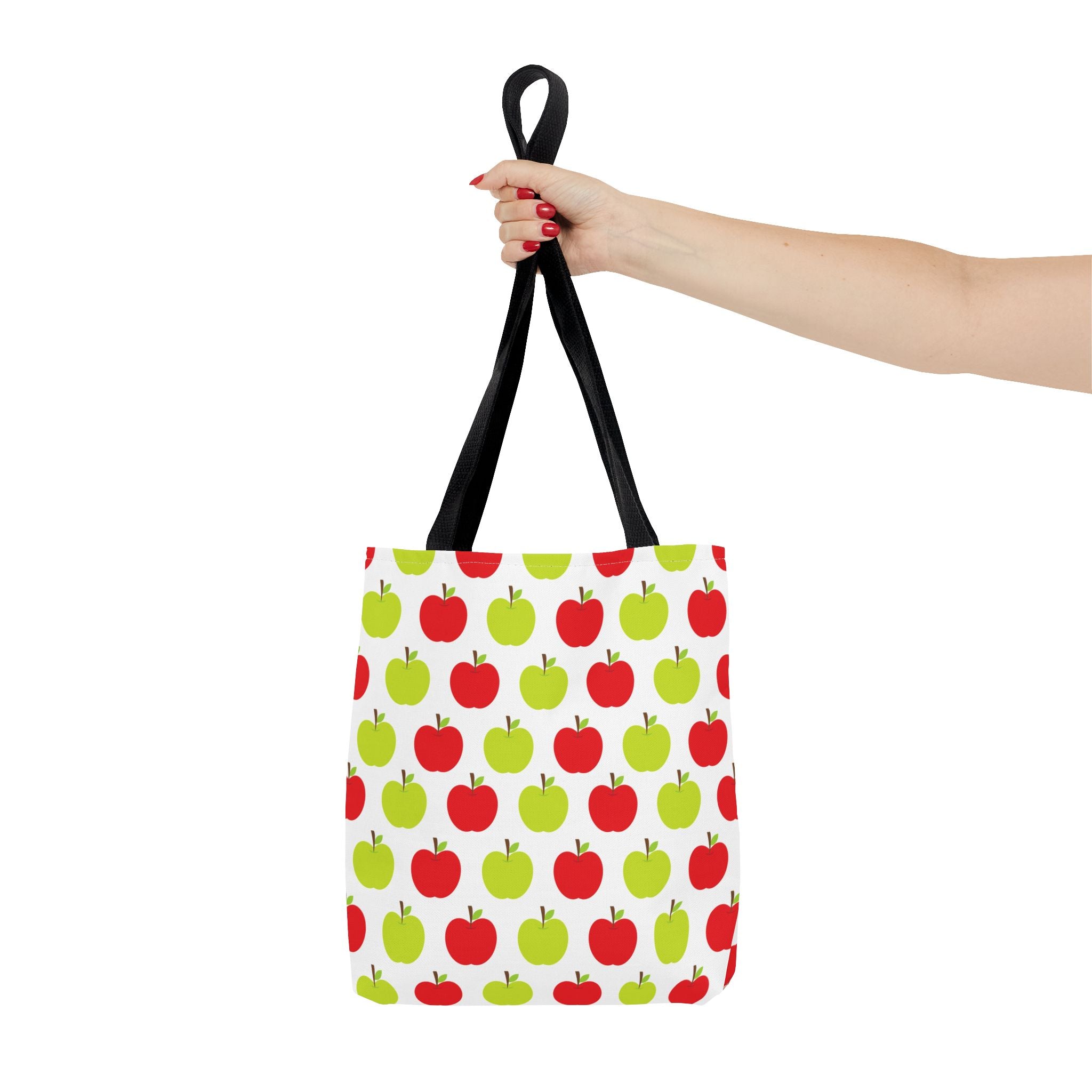 Red & Green Apple Print Back to School Tote Bag