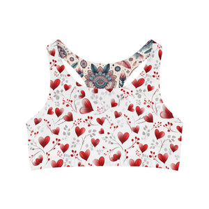 Red Hearts Seamless Sports Bra Fitness Gym Wear Activewear Clothes