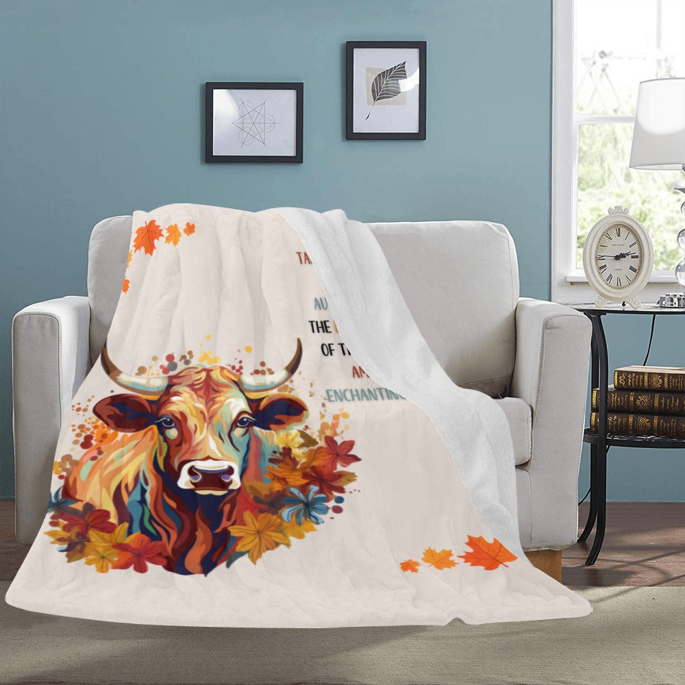 Autumn Cow Blanket - Poetic Nature Throw - Soft Plush - 60x80