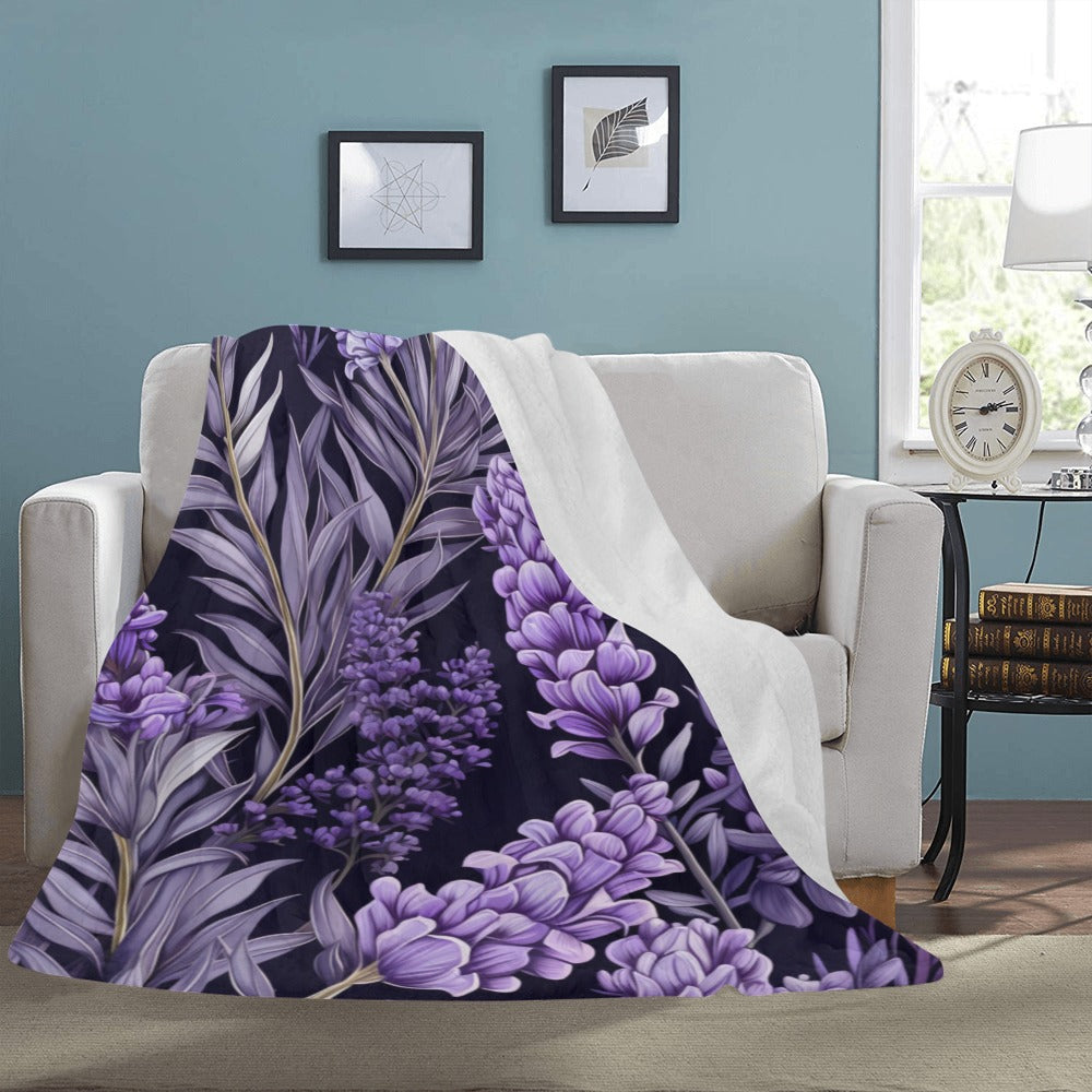 Lavender Sprigs Fleece Blanket | Ultra-Soft Micro Fleece | Floral Throw Blanket | 60x80 | Ships from USA