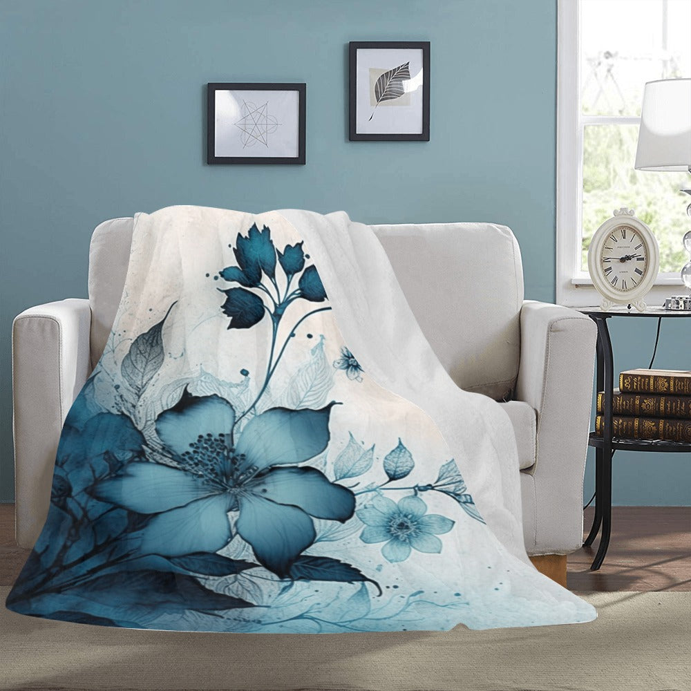 Serene Blue Flower Throw Blanket for Ultimate Comfort