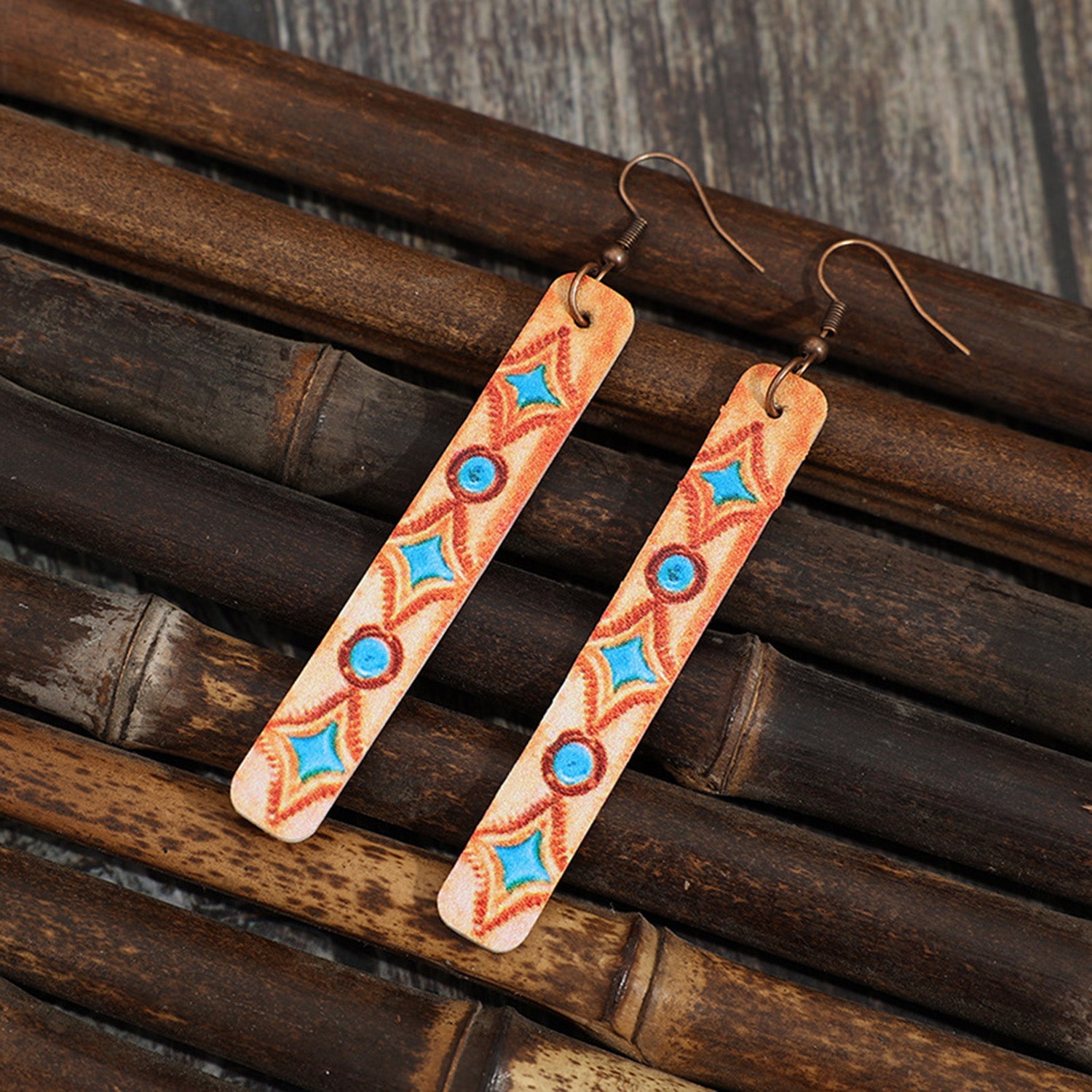 Geometric Leather Bar Earrings