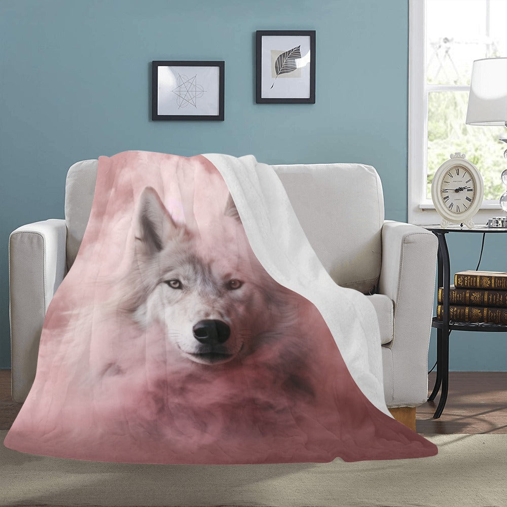 Cranberry Lake Designs Pink Smoke Wolf Ultra-Soft Micro Fleece Blanket